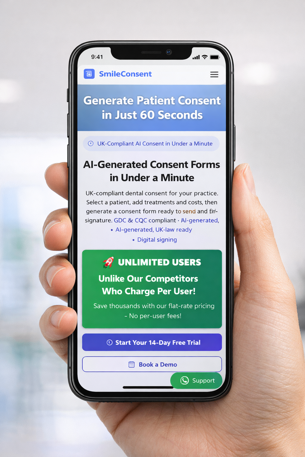 SmileConsent on a phone